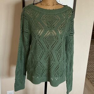 Old Navy Women's Green Open-Knit Sweater